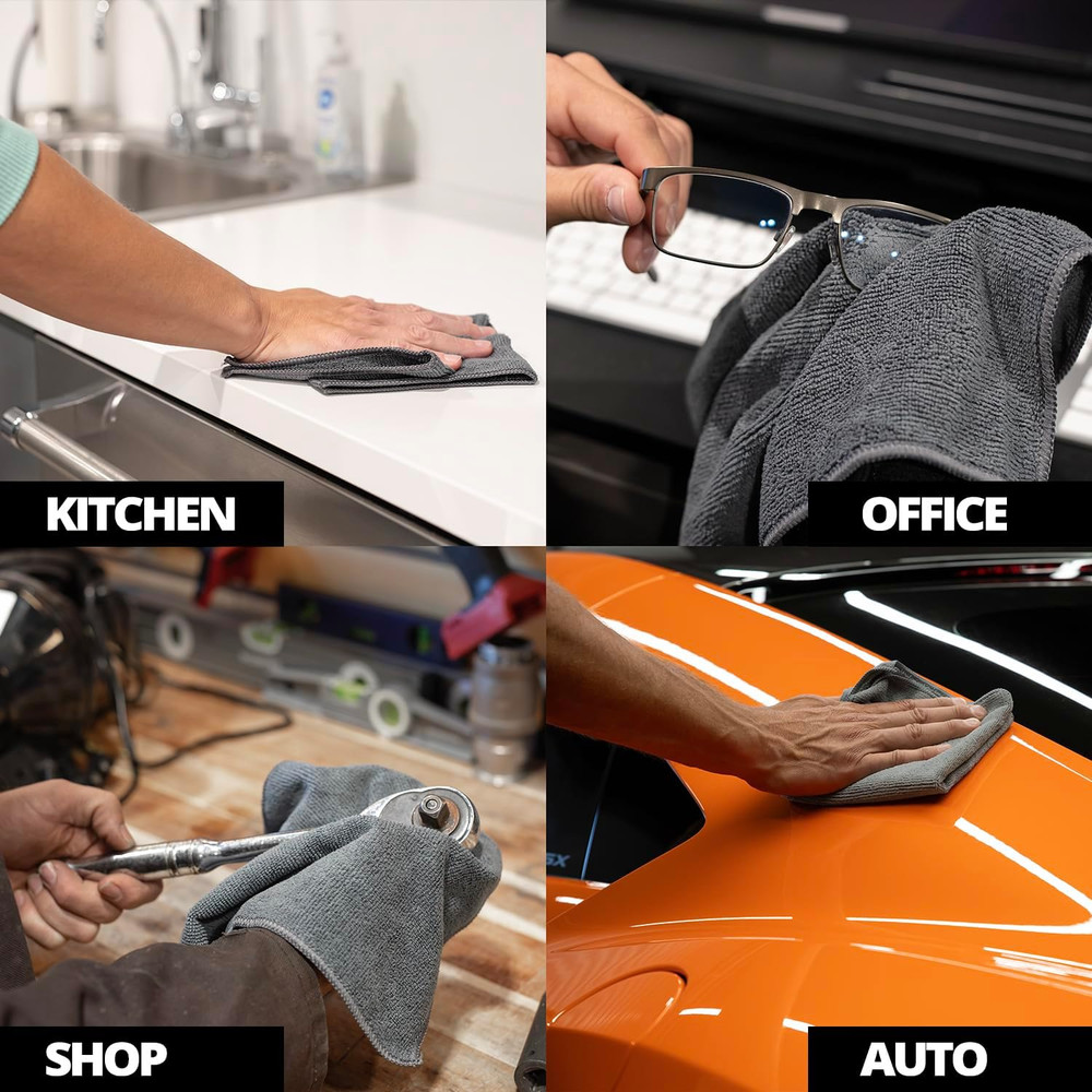 Microfiber Towels (12 Pack) - Cleaning and Application Towels Durable Microfi...