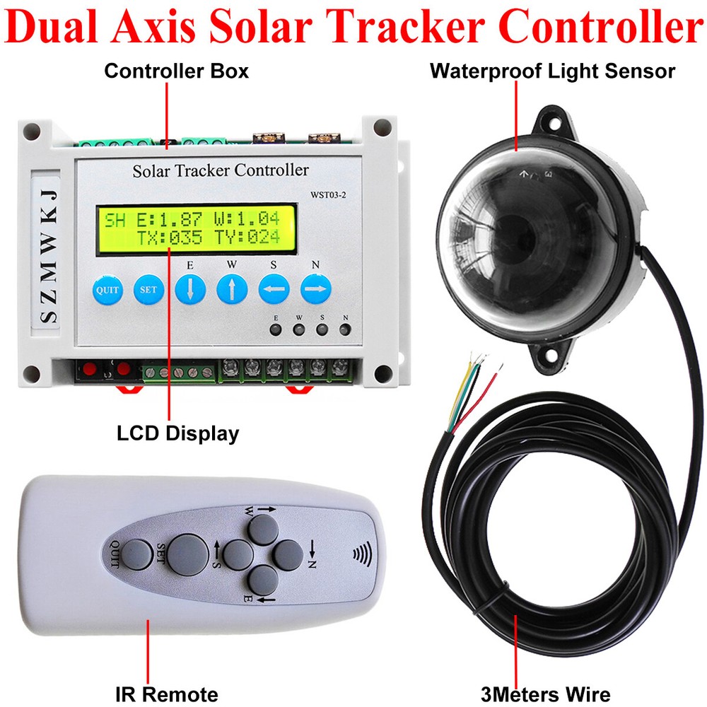 LCD Single/Dual Axis Solar Tracker Controller DIY Solar Panel Tracking System AT