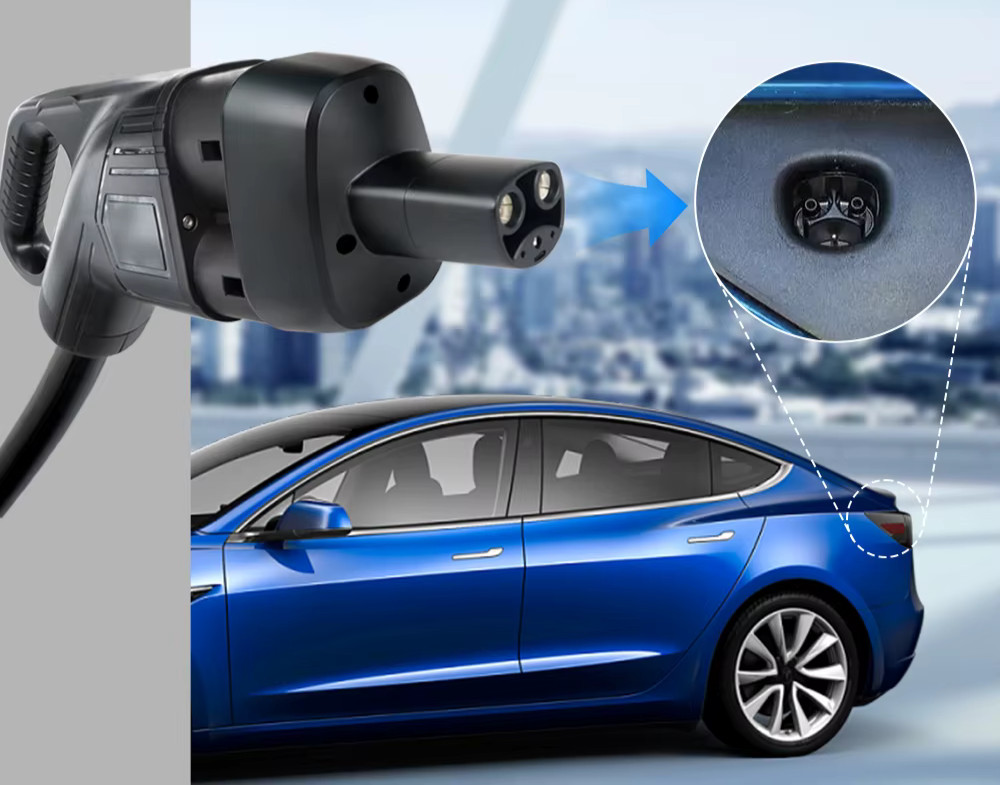 CCS2 and Type 2 to Tesla EV Electric Car AC DC Charging Adapter