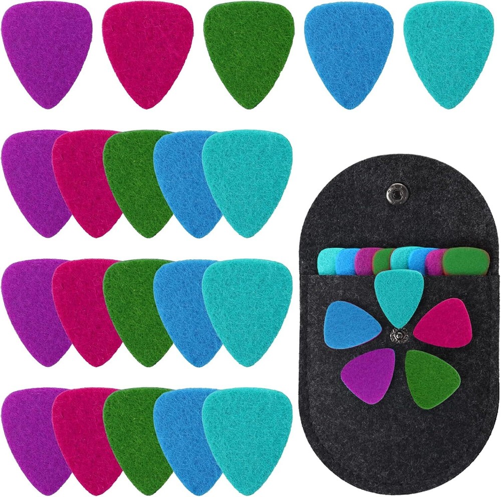 20 Pieces Felt Ukulele Picks Heart Shape Pick with Small, Multicolored