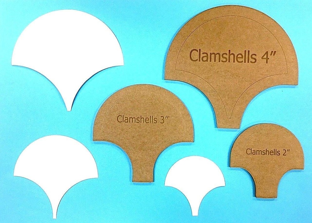 200  Clamshell Paper Piecing Papers   Plus One Template for Fabric Cut