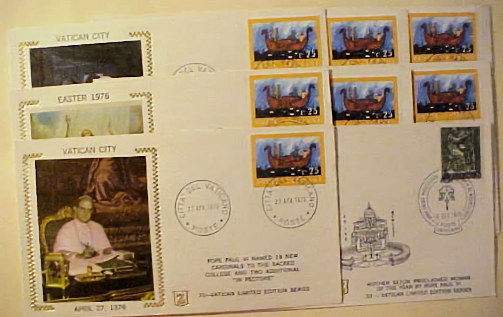 VATICAN SILK CACHETS 8 DIFF 1976