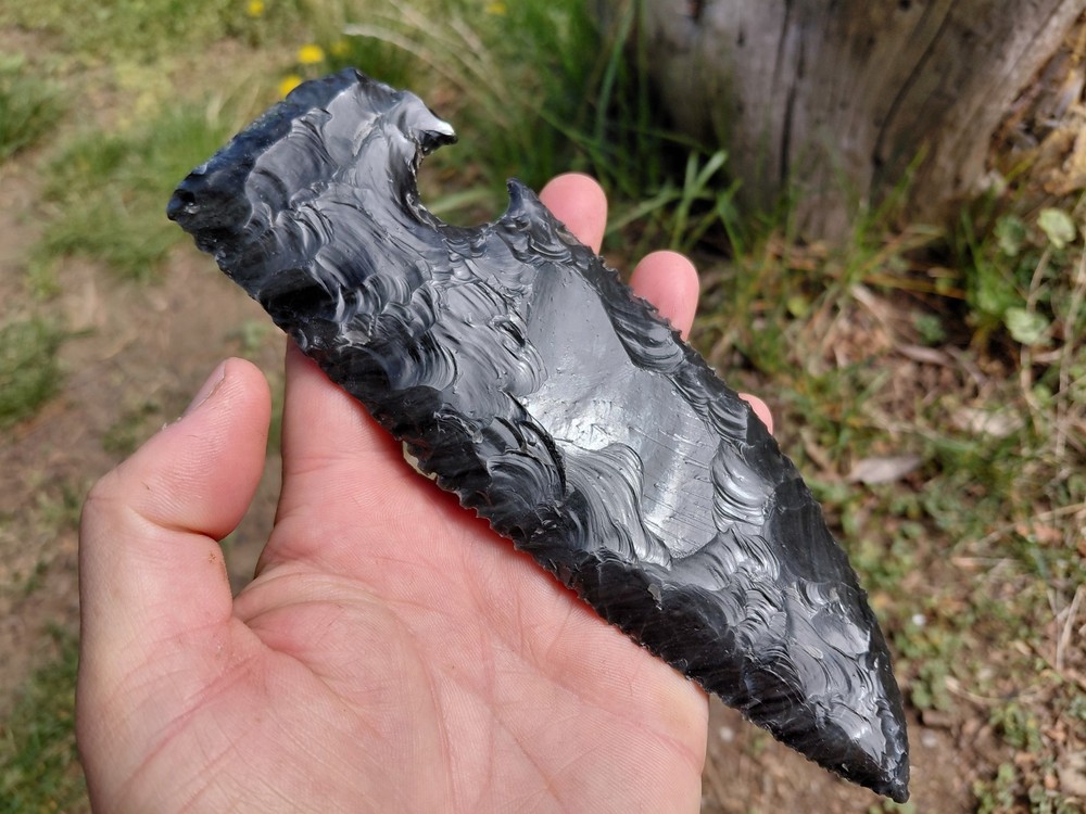 7 Inch Obsidian Blade. Flintknapping, Arrowheads