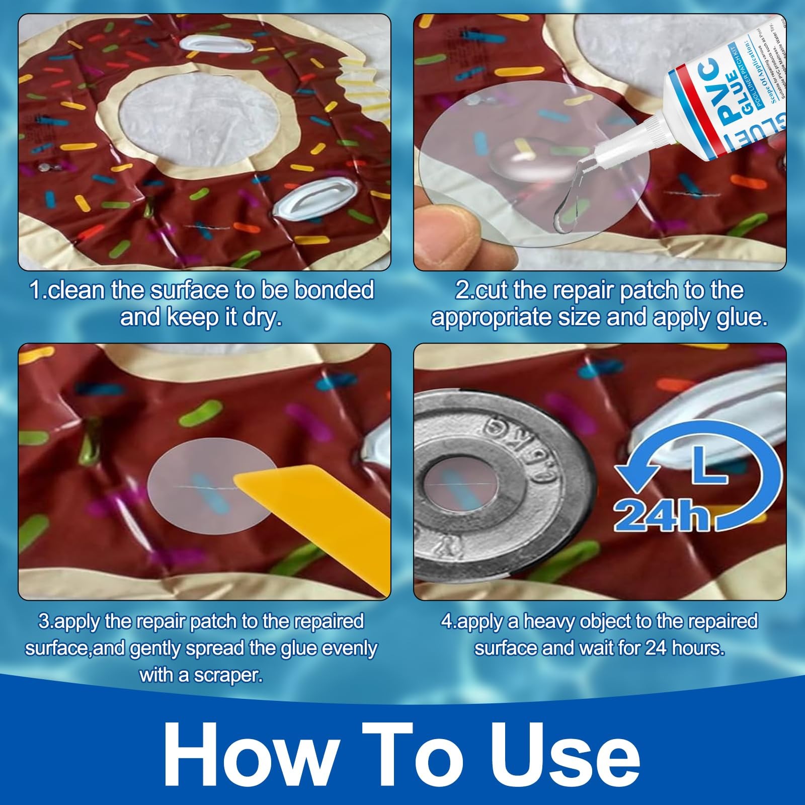 Pool Liner Patch Kit，Air Mattress Patch，Heavy Duty Vinyl Repair Kit for Infla...