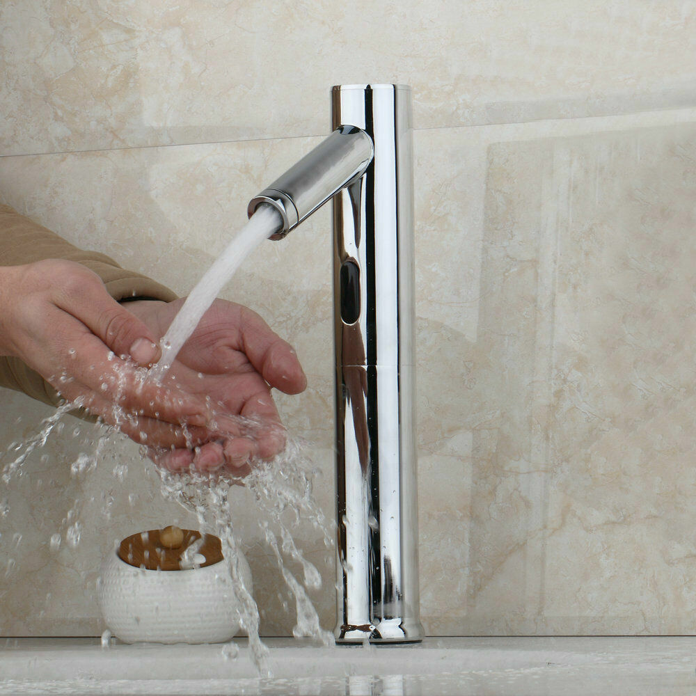 Touchless Automatic Sensor Faucet Bathroom Basin Sink Mixer 1 Hole Chrome Taps