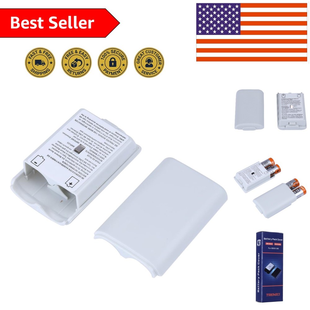 Stylish 2X White Battery Pack Covers for Xbox 360 Controllers - Rechargeable