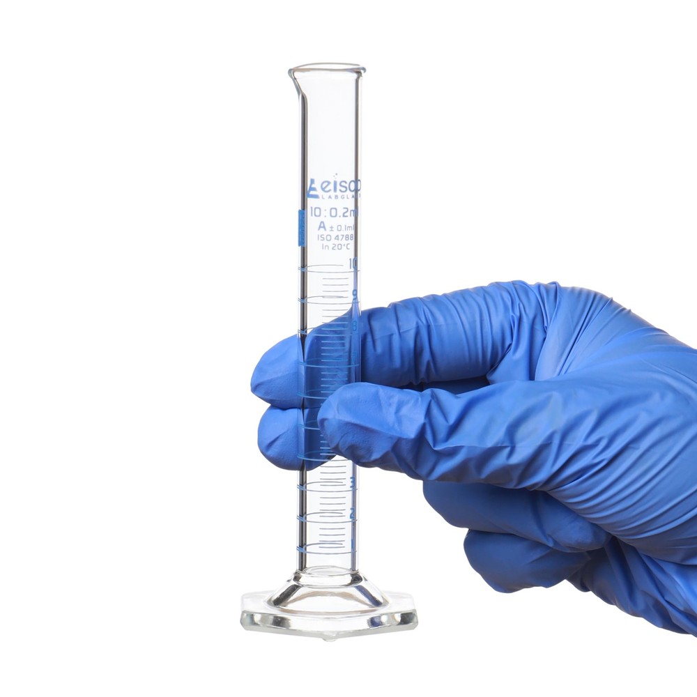Graduated Cylinder, 10ml - Class A Tolerance ±0.10ml - Hexagonal Base - 10mL