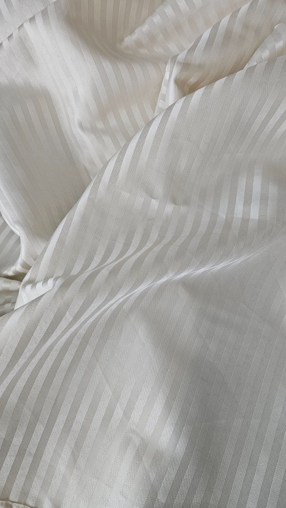 Silver Striped Tablecloth 100% Polyester 60" X 100", EUC Silver Anniversary