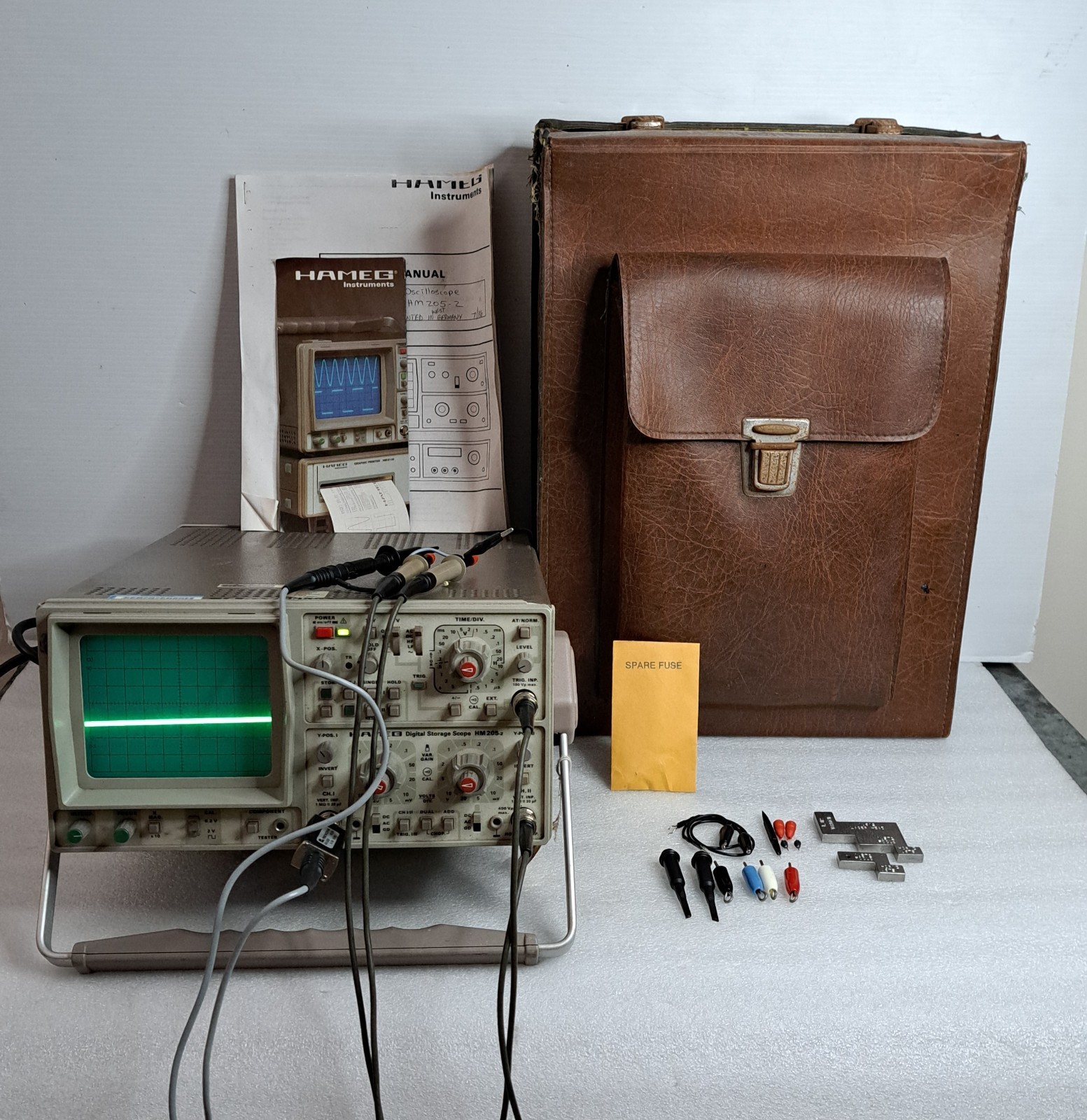 HAMEG HM205-2 20MHz 2CH Analog/Digital Storage Oscilloscope Tested & Complete