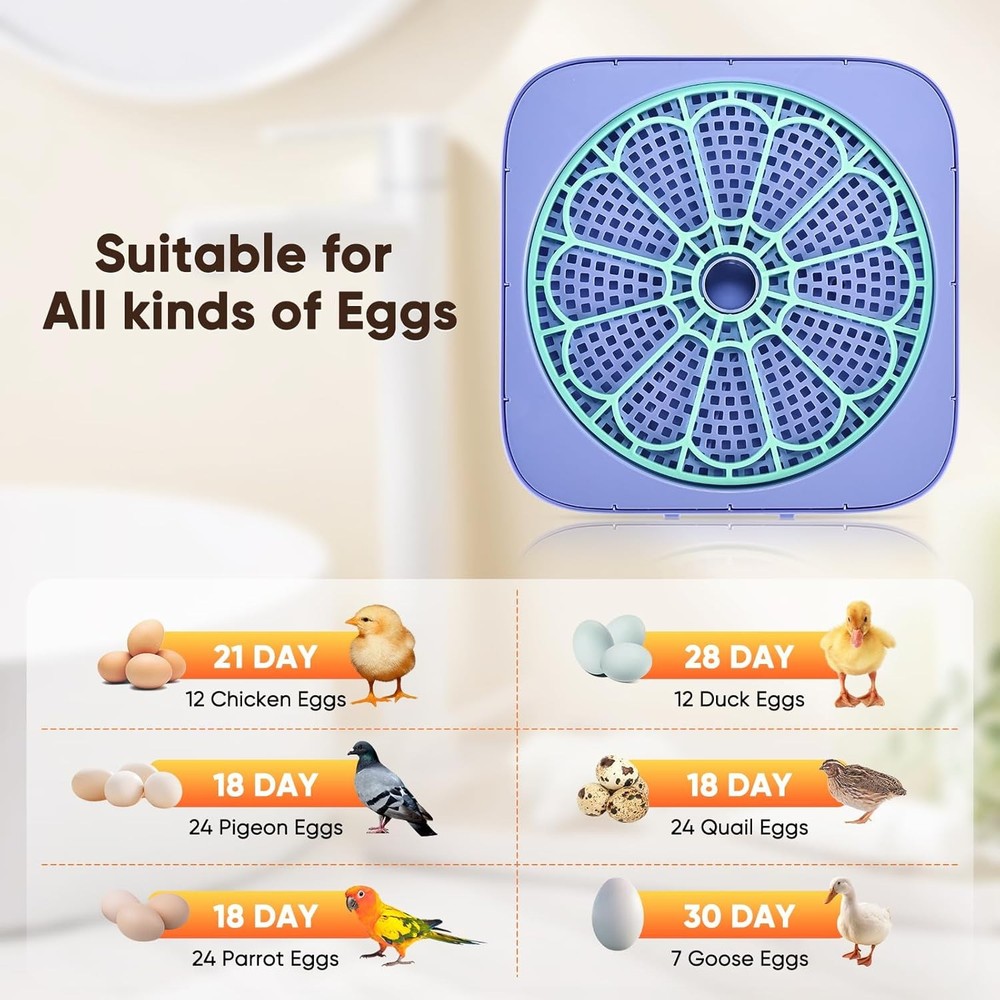 Digital Egg Incubator Auto Temp Humidity Control Hatching Eggs Brood Box