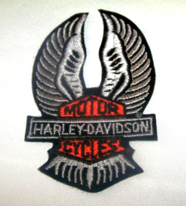 Harley Davidson Vintage Eagle Wing UP Patch Jacket HOG Bar & Shield Grey Black