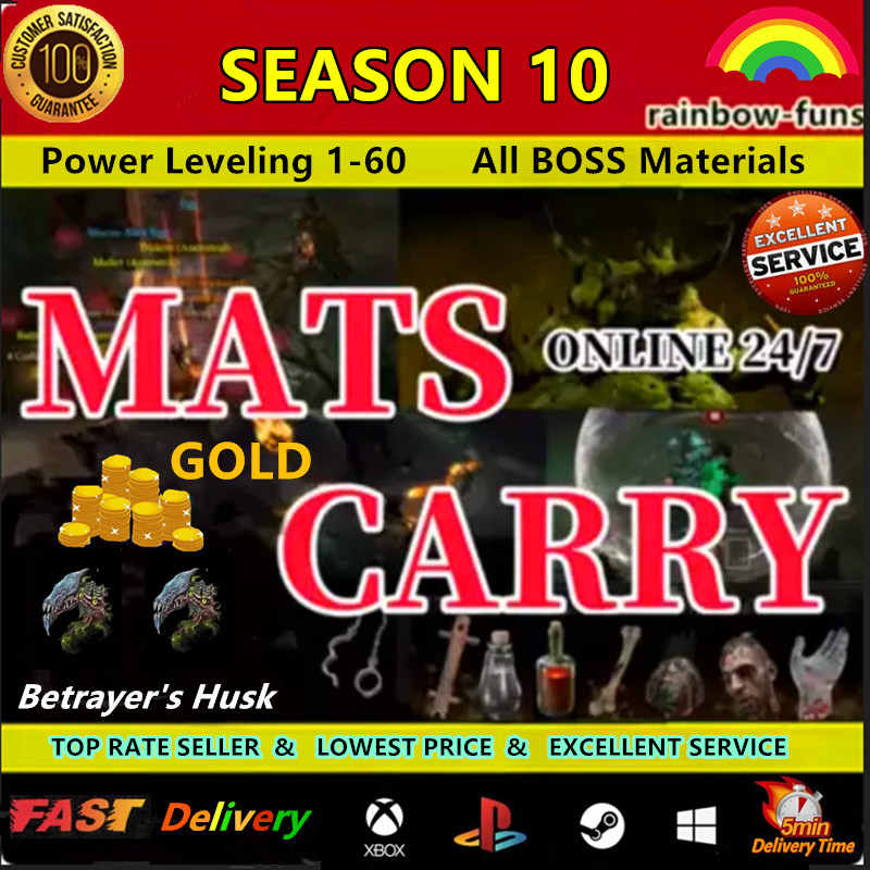 Diablo 4 Season 10🔥POWER LEVEL 1-60 ✨GOLD Pit Runs BELIAL MATS🔥Virtual Item