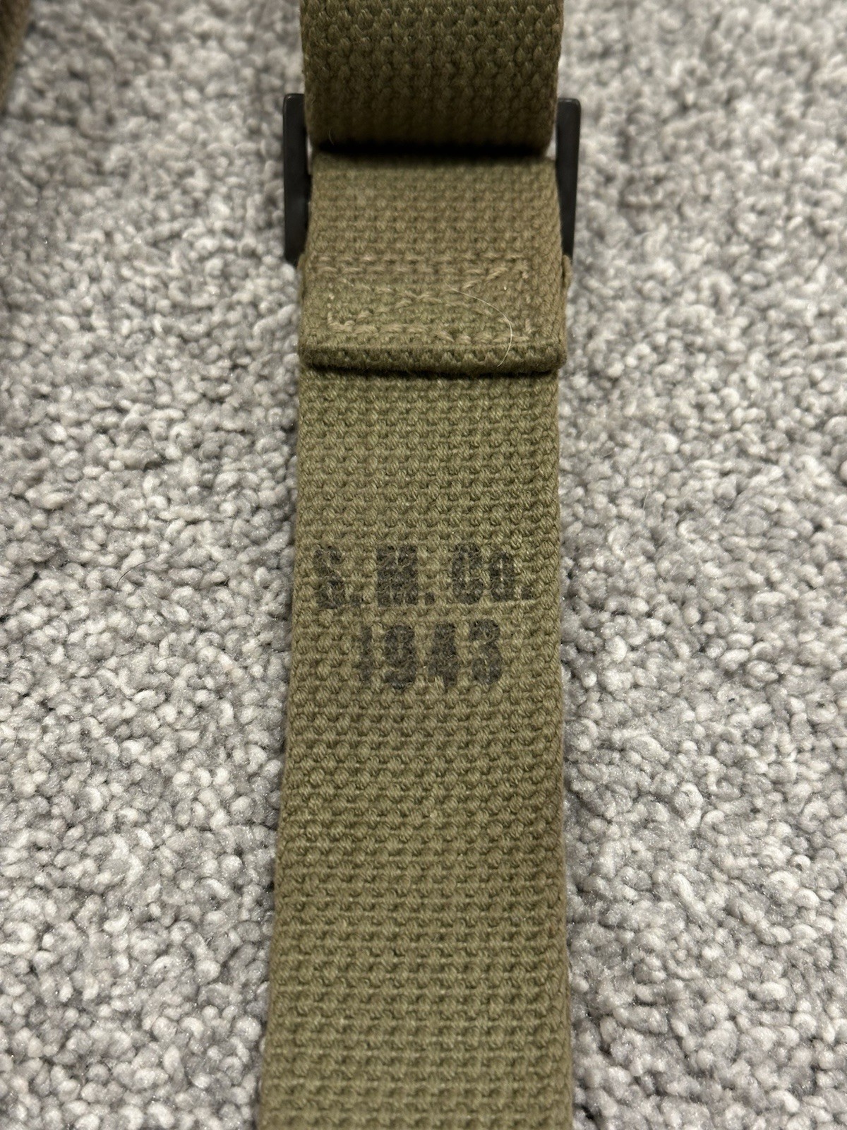 Original WWII M1 Garand Rifle Web Sling, S.M. Co. 1943, Light Green OD3