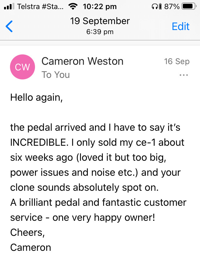 PastFx Chorus Ensemble Mini BBD Boss Ce1 Clone +Bonus Buffer & Depth Mod!