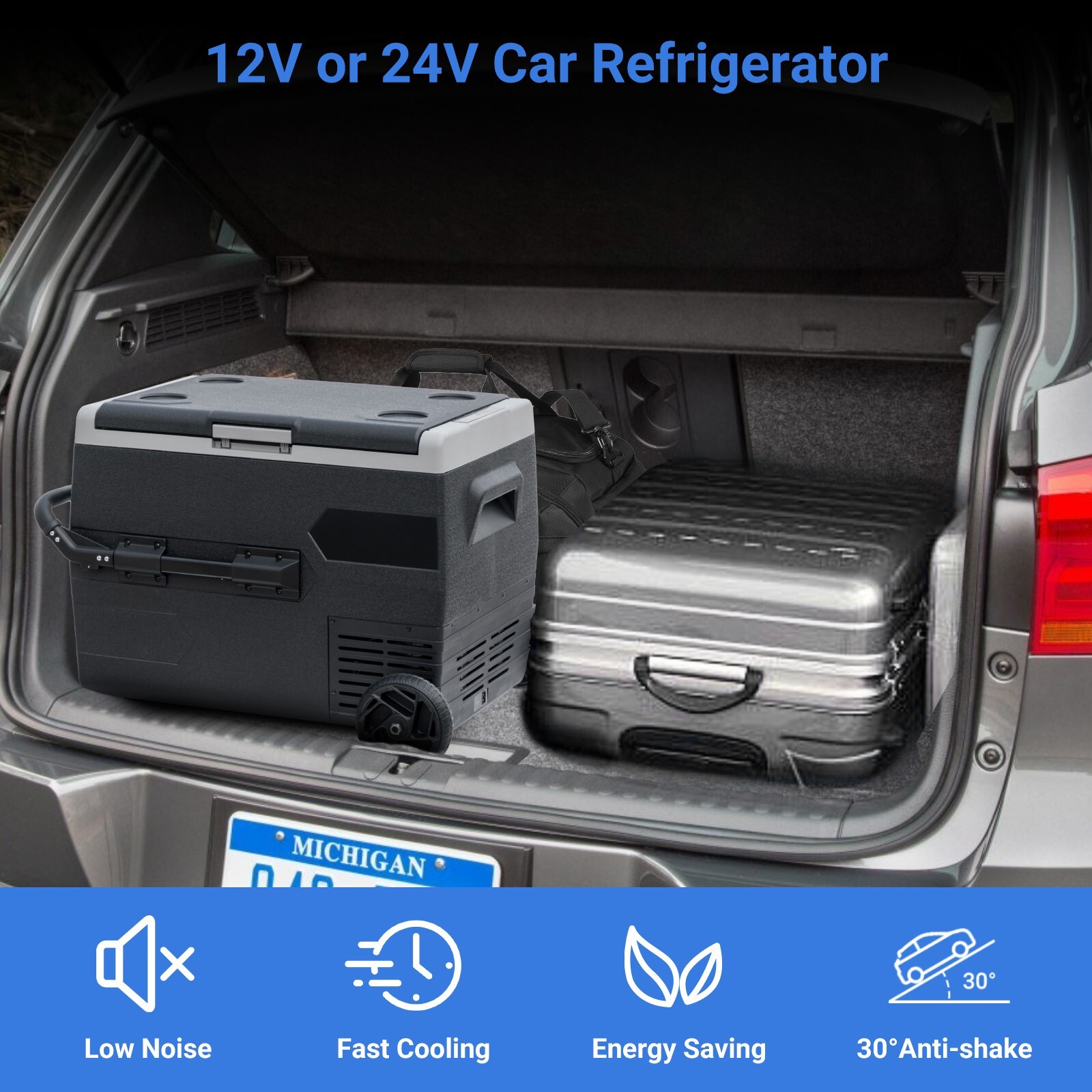 65L Portable Travel Car Refrigerator Freezer Truck Mini Fridge Camping 12V 24V