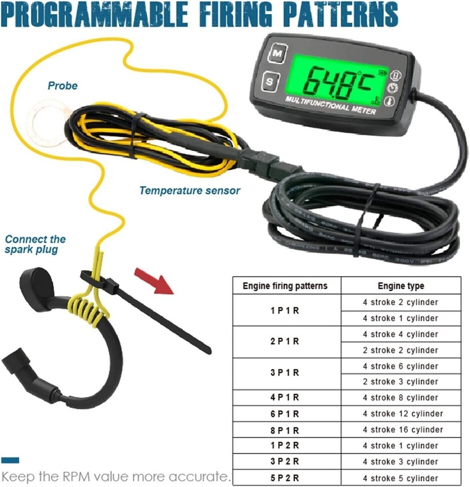 Multi-Function Meter with Temperature Hour Backlight Design Waterproof Meter