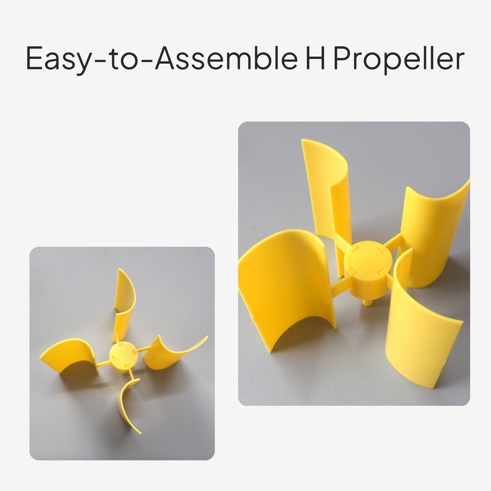 H-Type 4-Blade Vertical Wind Generator DIY Kit, Yellow Model