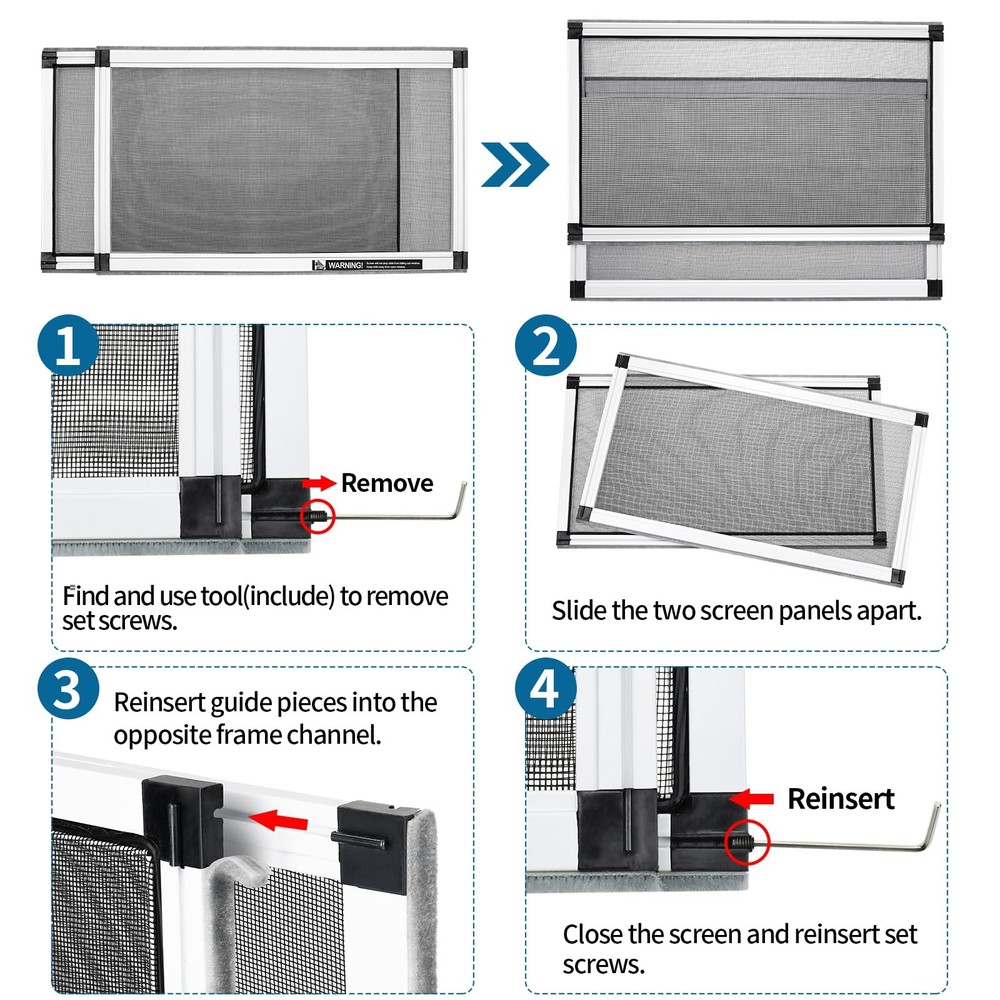 Expandable Window Screen, 2 Pack Adjustable Window Screen (15" H x 21" - 40" ...