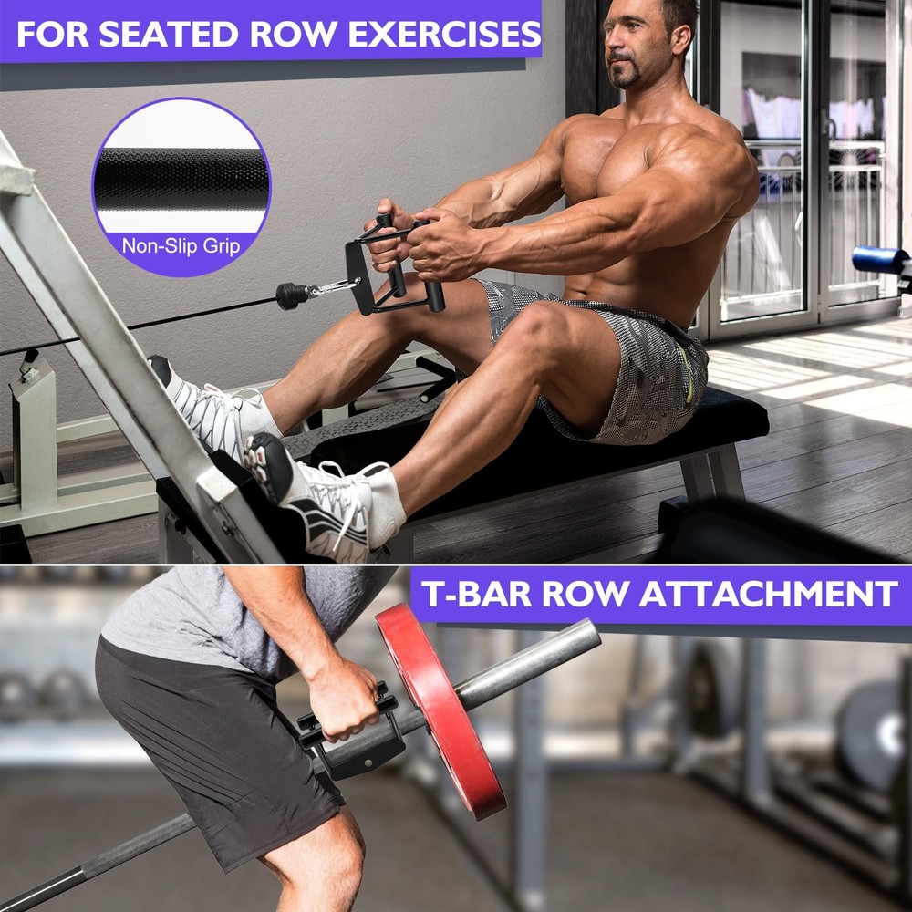 Cable Machine Attachments Set: 2 Pack LAT Pulldown Attachments Bar for Home G...