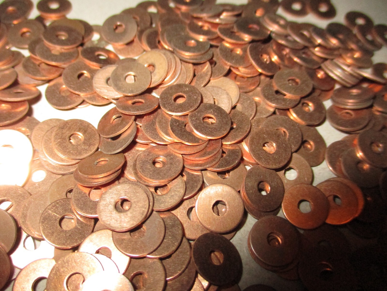 125 NEW-OLD-STOCK #14 COPPER BURRS, 11/32" WIDE & .093 CENTER HOLE, NAUTICAL