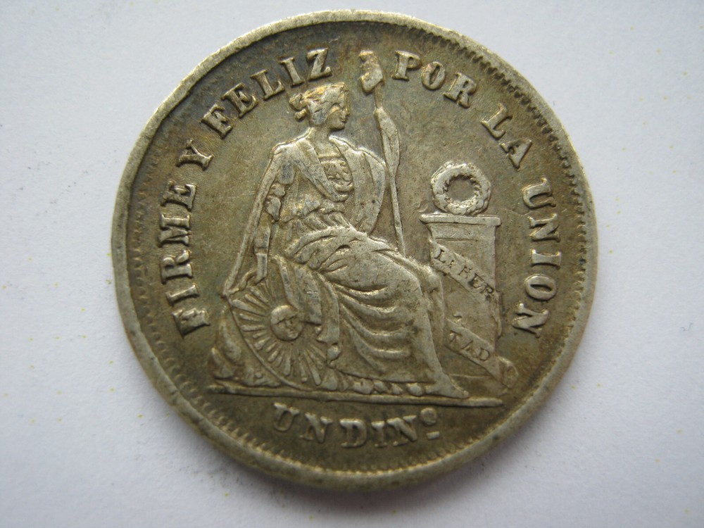 Peru 1866 silver One Dinero VF