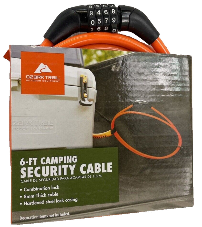 Ozark Trail 6 Foot Cable with Combination Lock for Camping, Biking, Security