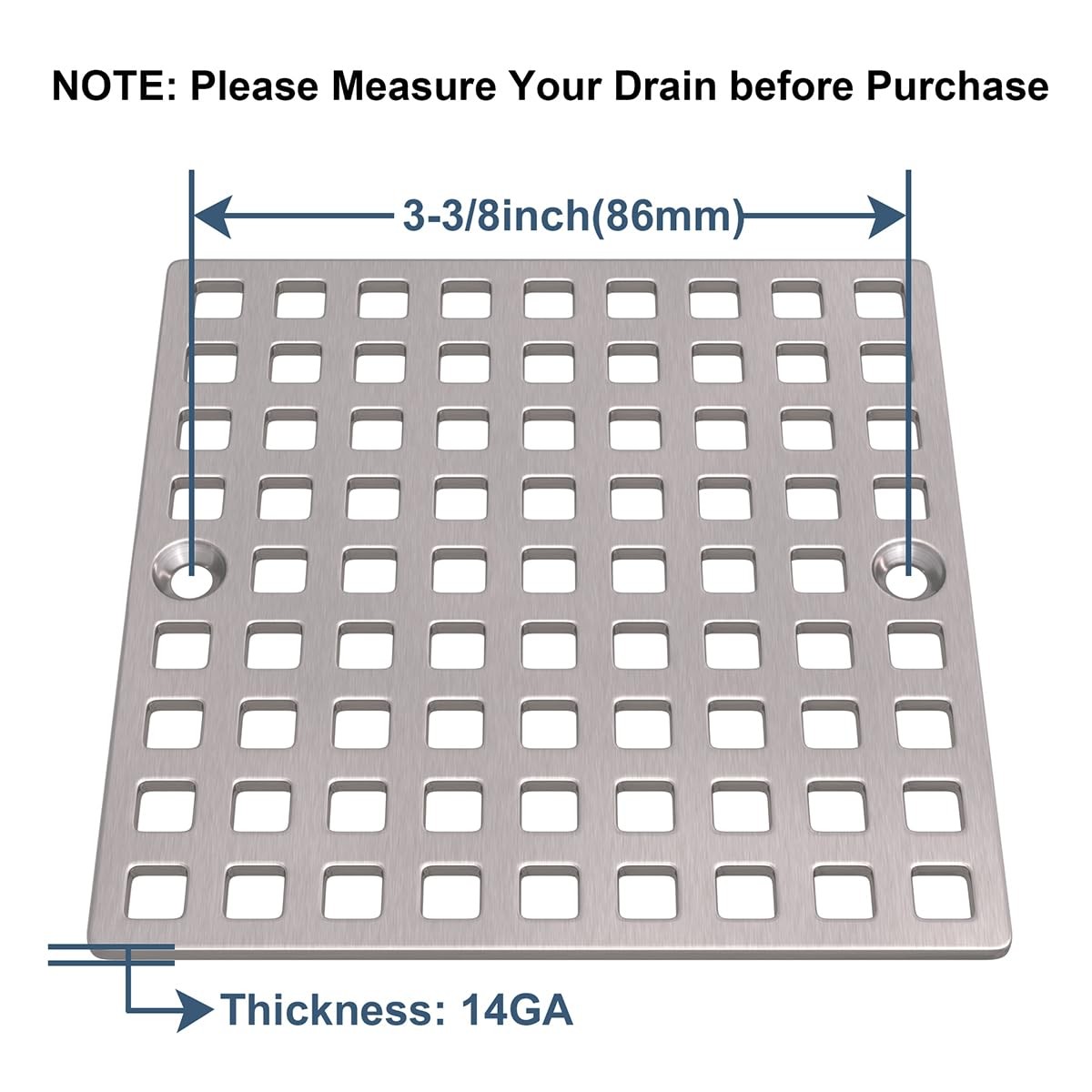 4 Inch Brushed Nickel Square Shower Drain Cover SUS304 Stainless Steel