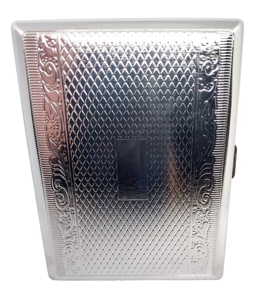 Fujima Silver Metal Engravable Design 100s Size Cigarette Case