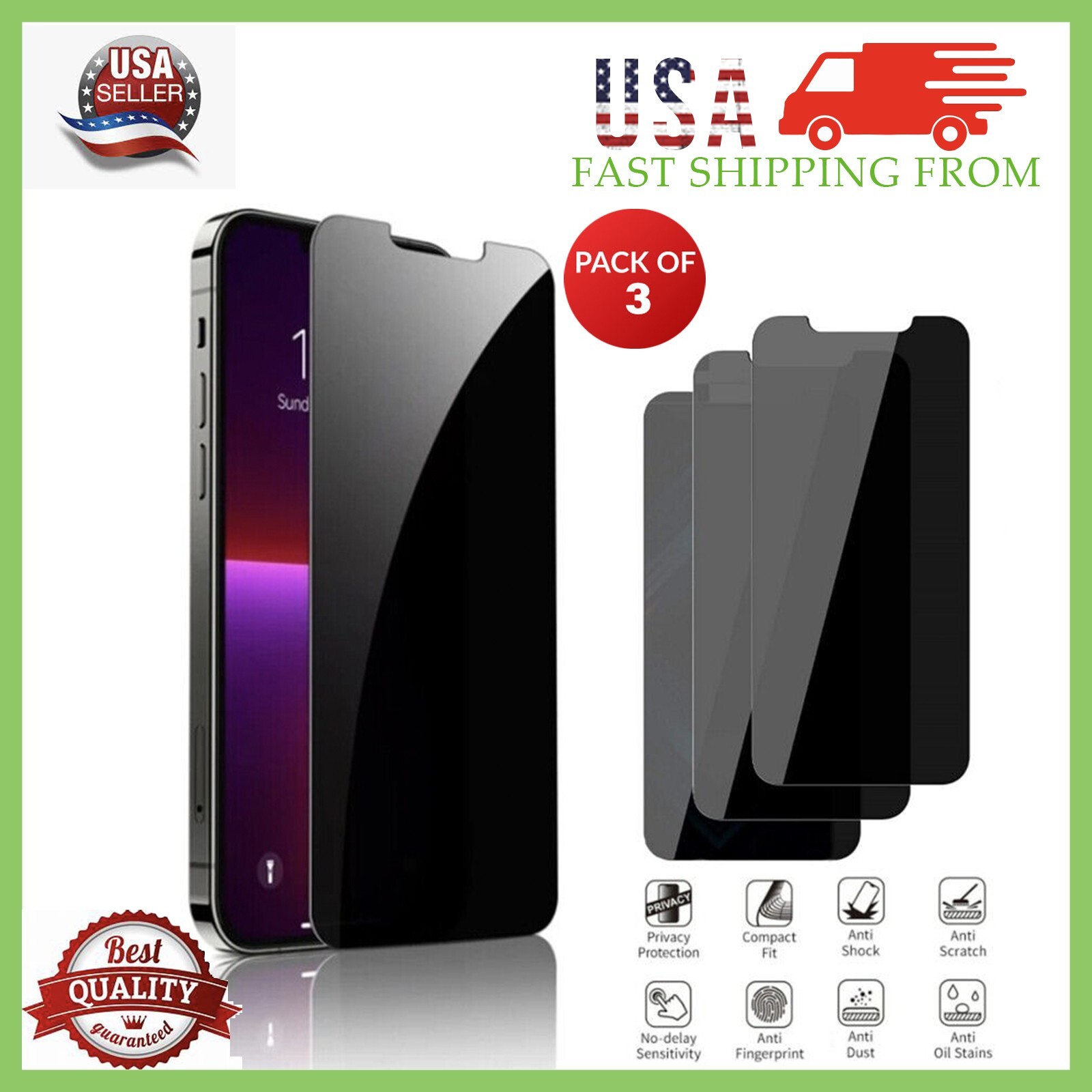 Wholesale Privacy Anti-Spy Tempered Screen Protector For iPhone 16/15/14/13 LOT