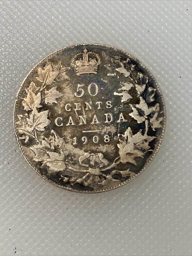 1908 canada 50 cents half dollar J1