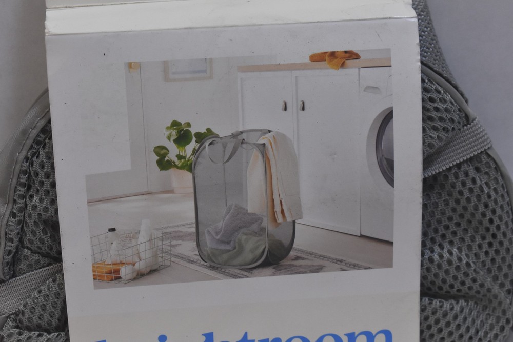 Brightroom Collapsible Pop up Hamper Laundry Basket Foldable Divided Gray
