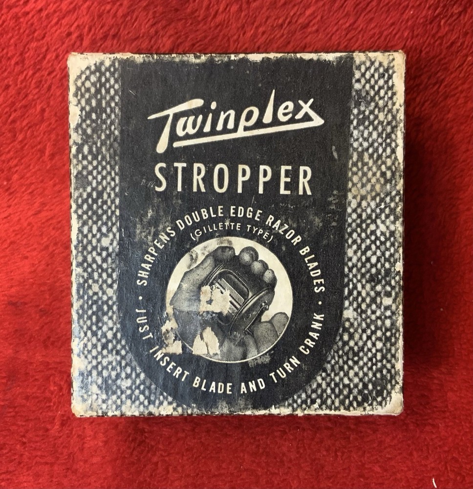 Vintage TwinPlex Stropper Double Edge Razor Blade Sharpener Original Box Clean