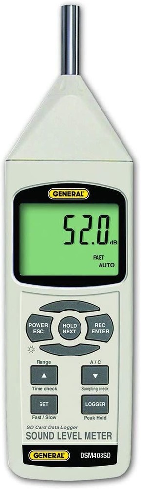 General Tools DSM403SD Sound Level Meter with Data Logging, Class 1, SD Card