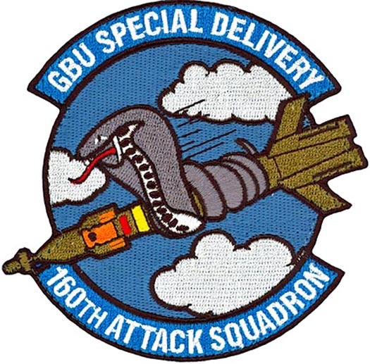 USAF 160th ATTACK SQUADRON -GBU-38 JOINT DIRECT ATTACK MUNITION ORIGINAL PATCH