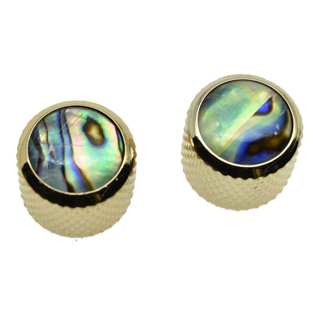 KAISH 19.5mm Abalone Inserts Dome Knobs Guitar Bass Knobs fits PBass/Tele Gold