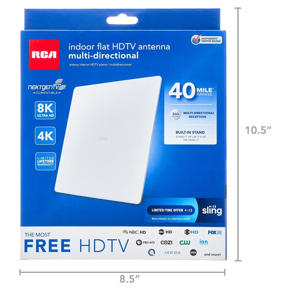 RCA Indoor Flat HDTV Antenna - Multi-Directional
