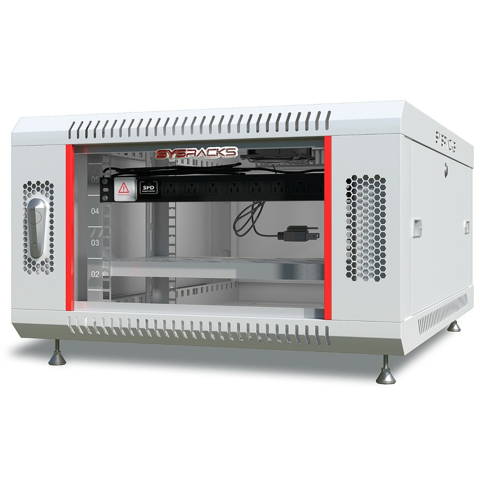 6U Wall Mount Server Rack Network Cabinet Data AV 24-inch Depth Locking GREY