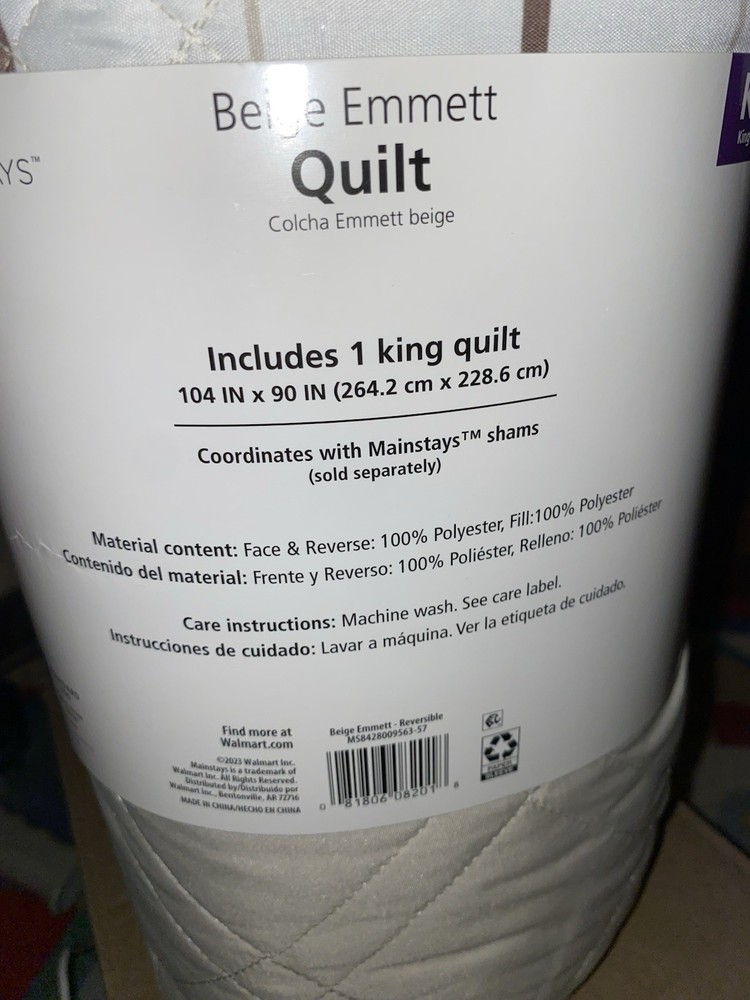 Mainstays Reversible King Size Quilt