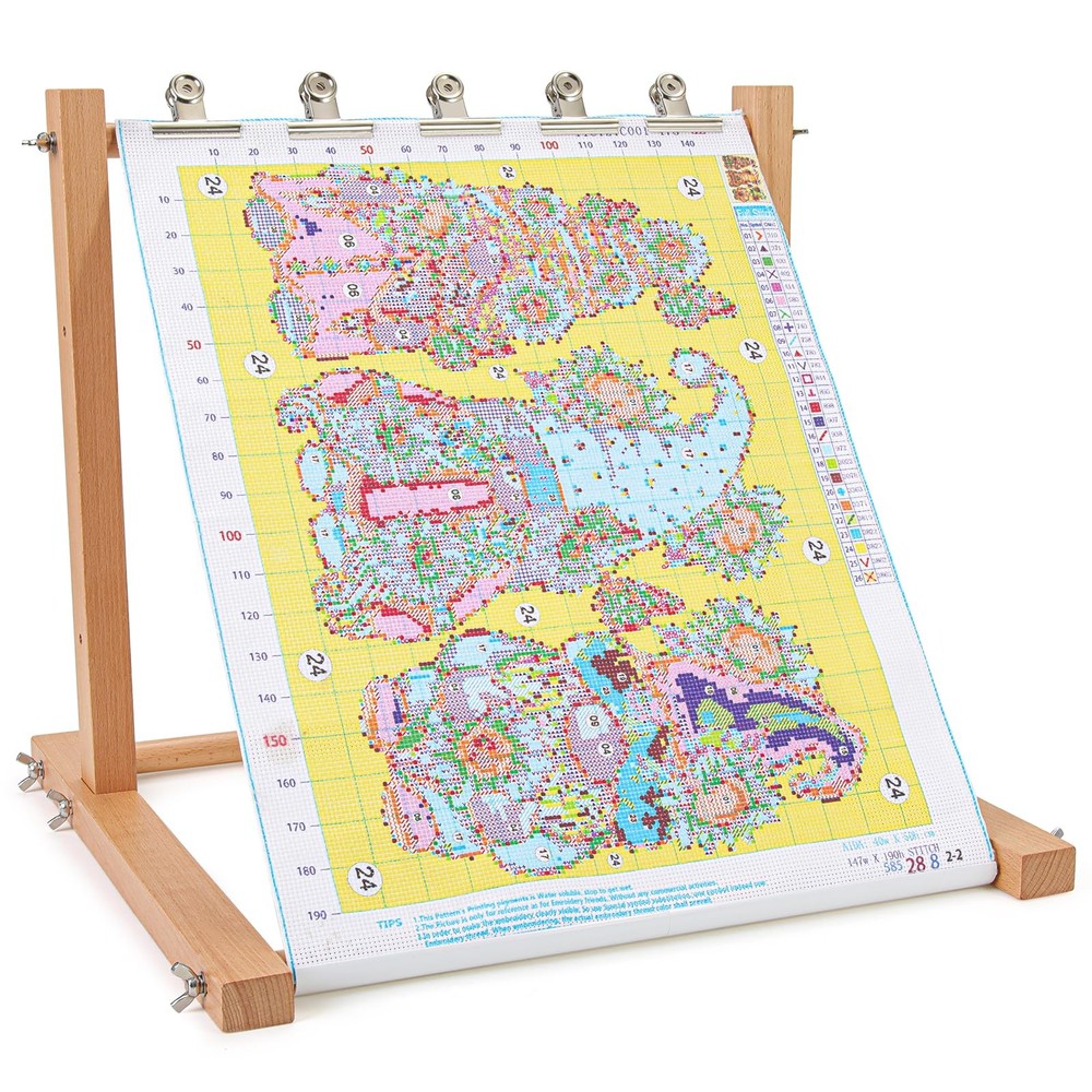 Adjustable Embroidery Stand Hands Free Cross Stitch Scroll Frame Needlepoint ...