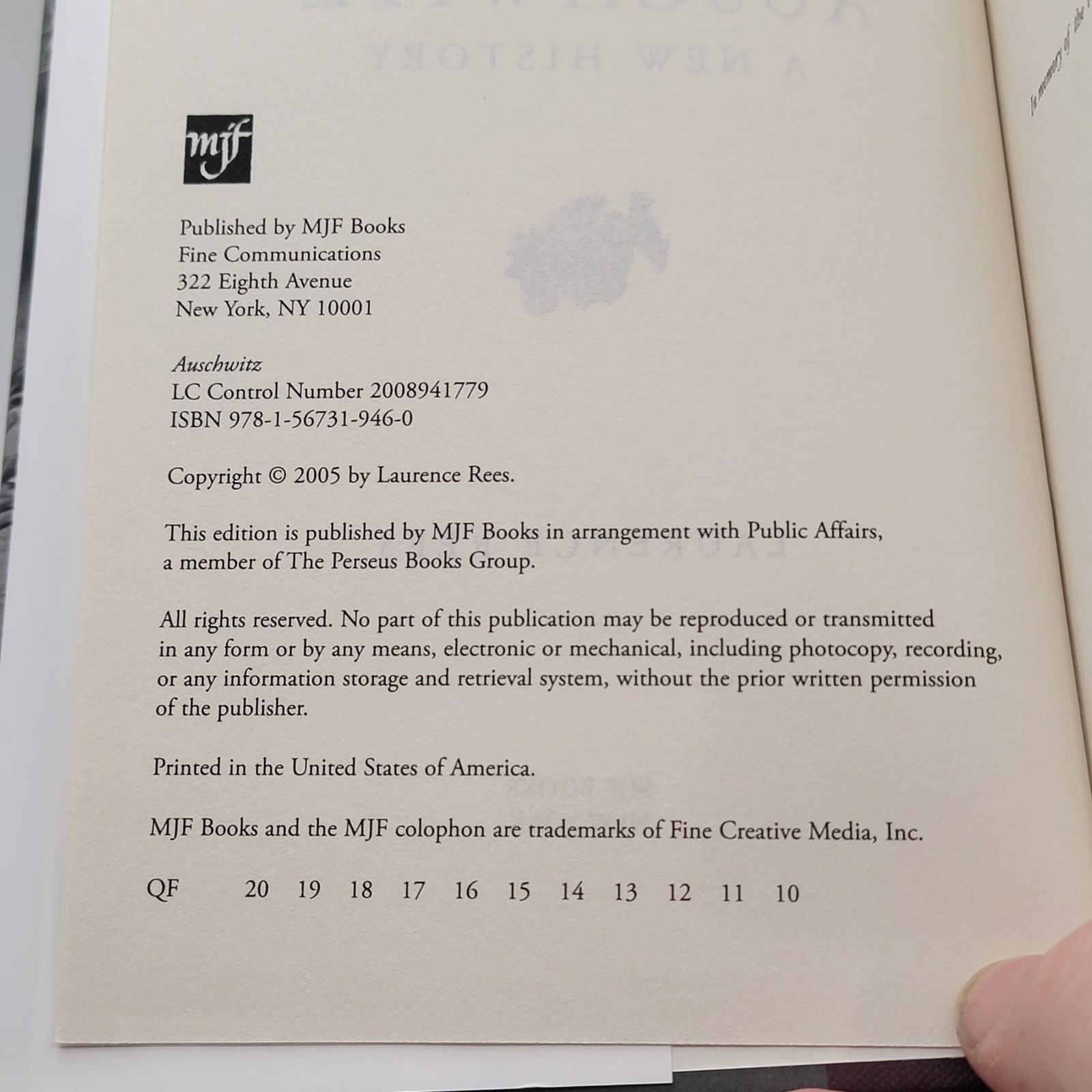 Laurence Rees Auschwitz: A New History Hardcover MJF Books WWII Holocaust