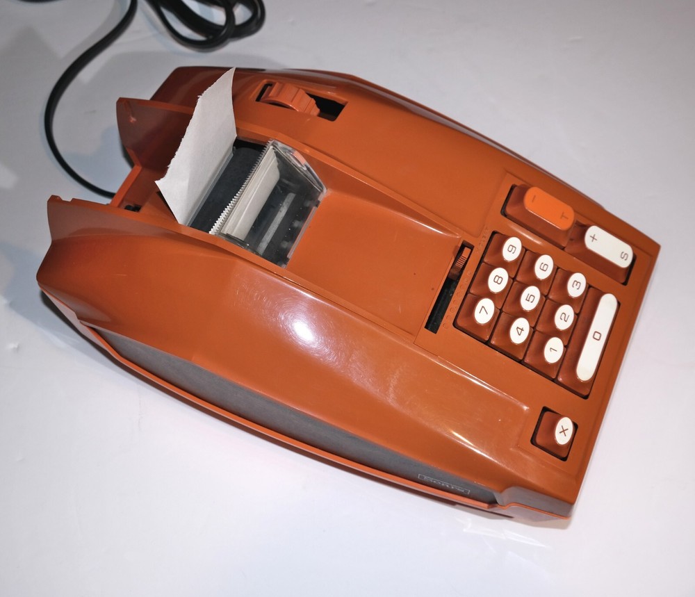 Vintage Sears Adding Machine Model 888.58801 Burnt Orange W/ Case