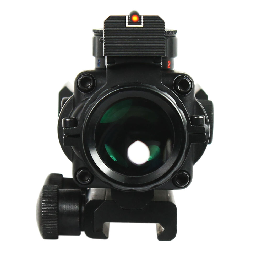Tactical 4X32 Rifle Scope Fiber Optic Sight & illuminated Chevron Range Recticle