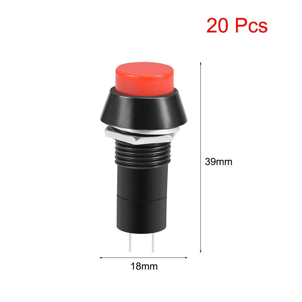 20Pcs 12mm Red Momentary Push Button Switch Round Flat Button SPST NO