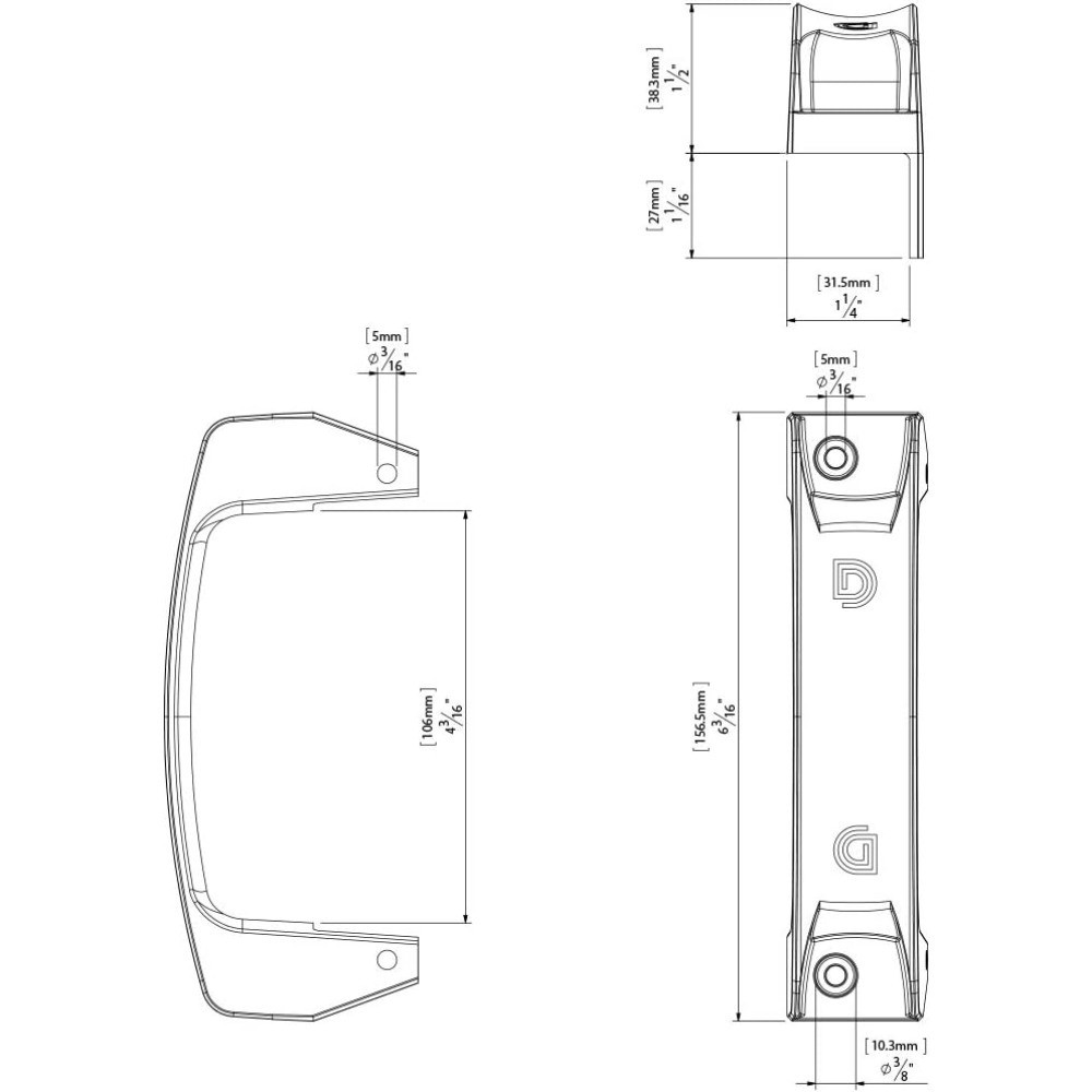 Reversible Gate Handle for Left or Right Hand Installation Side Fixing Legs for