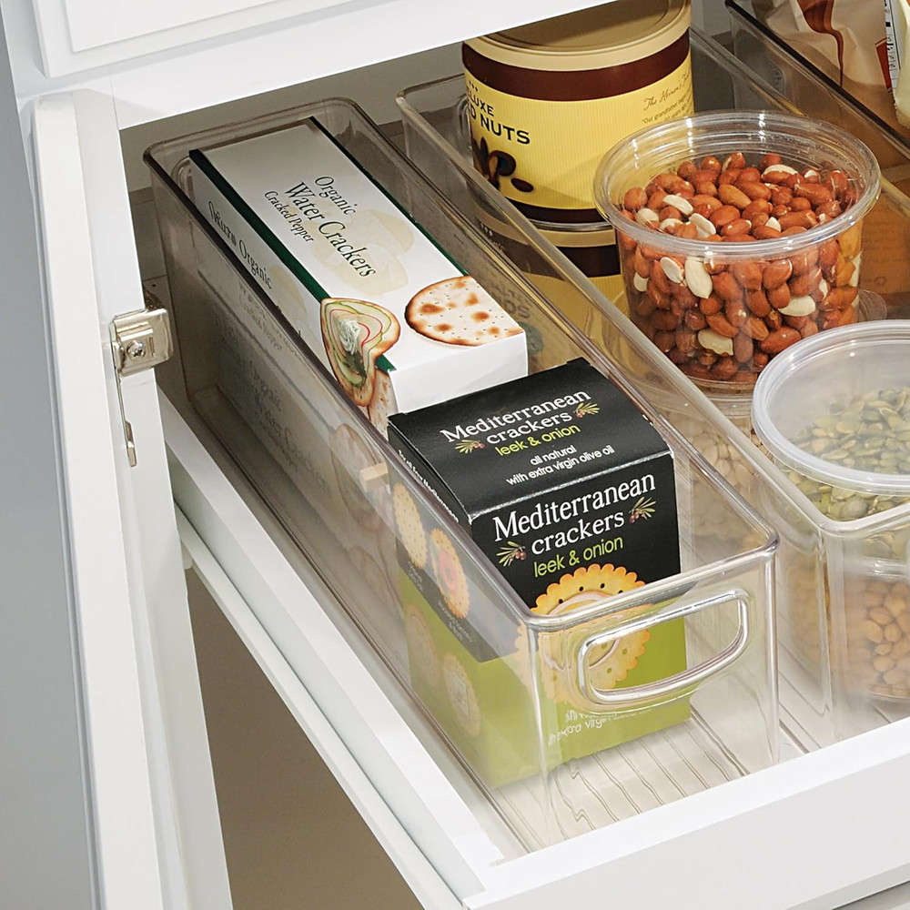 Interdesign Plastic Stackable Pantry Bin - Storage Bin with Handles for Cabinet