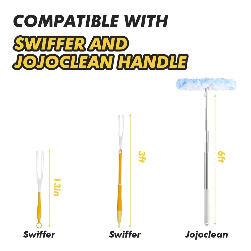 6 ft Extendable Duster Handle with 10 Refills, Compatible with Swiffer, Dispo...