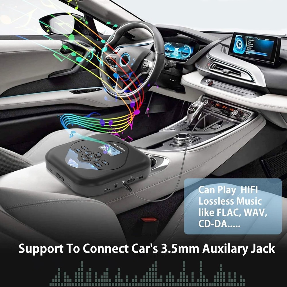 CD Player Portable,Bluetooth CD Player with Speakers,Rechargeable Player for ...