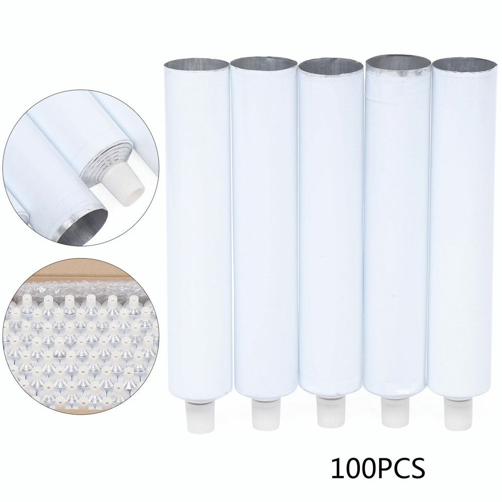 100Pcs Reusable Aluminum Empty Unsealed Toothpaste Tubes Needle Cap Full Box