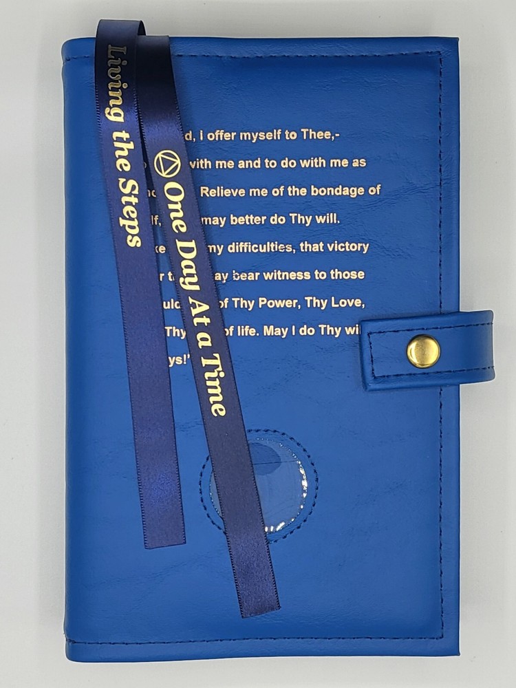 Alcoholic Anonymous Blue Deluxe Double AA Book Cover Third Step Prayer