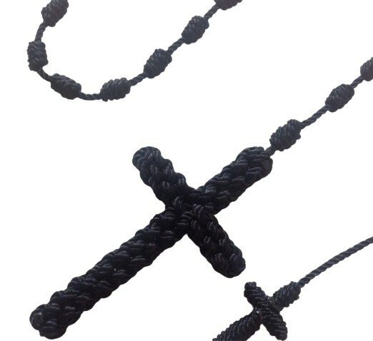 Black Knotted Nylon Cord ROSARY+ Black Decenario